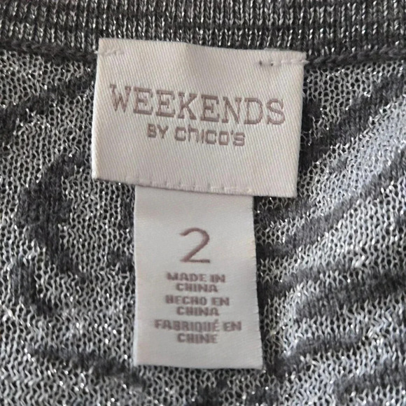 Chico's sweater women's gray floral shimmer cowl neck size 2 - Picture 4 of 4